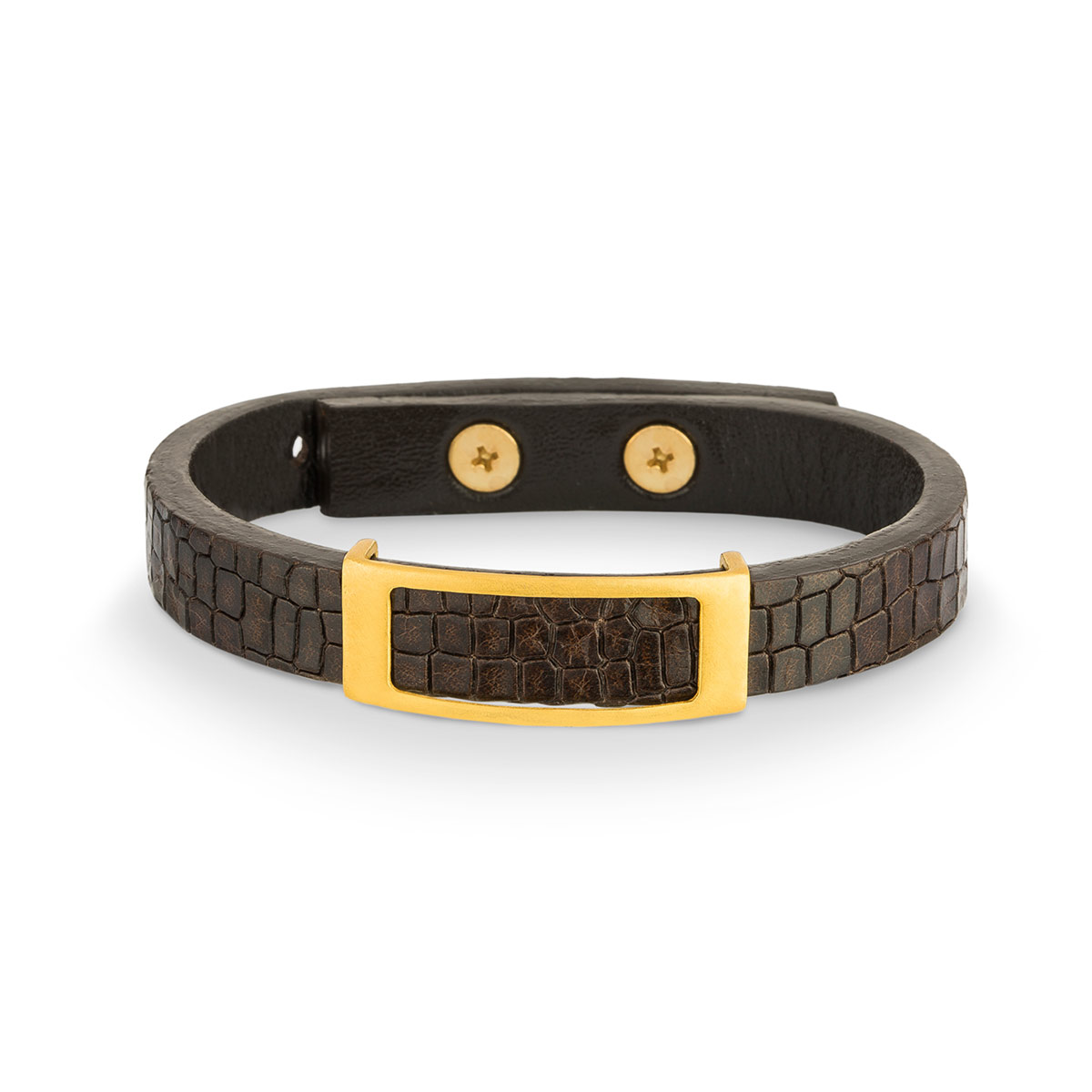 دستبند چرم و طلا  کد BM259-2