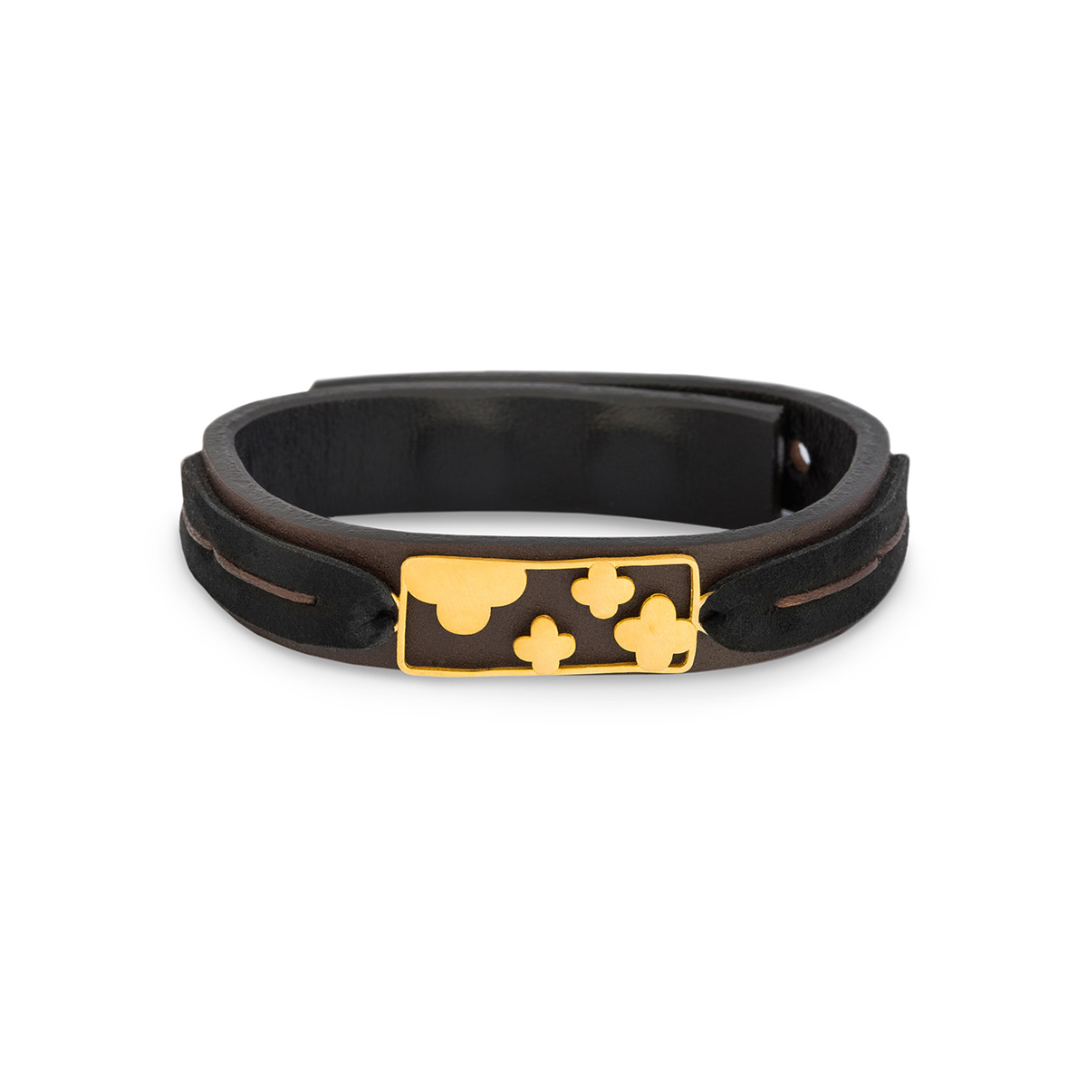 دستبند چرم و طلا  کد BM238