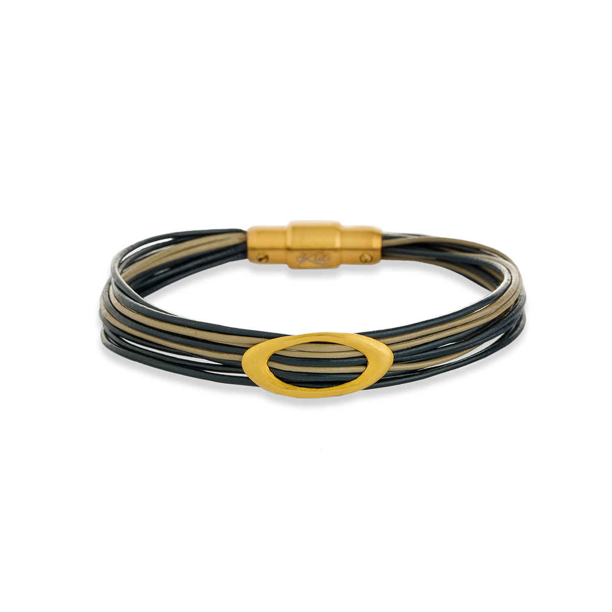 دستبند چرم و طلا  کد BAS063-4