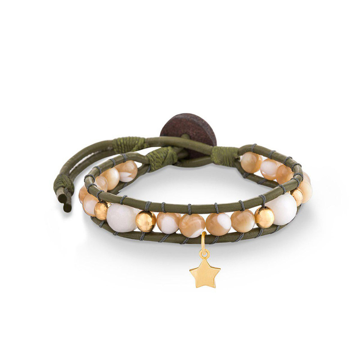 دستبند چرم و طلا  کد BMD001