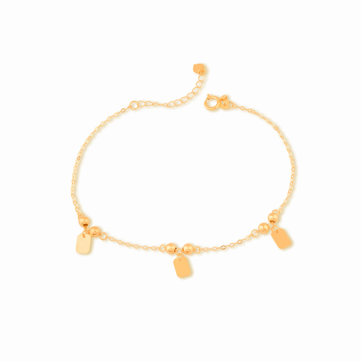 دستبند زنجير طلا دو گوی مستطیل کد BMR638