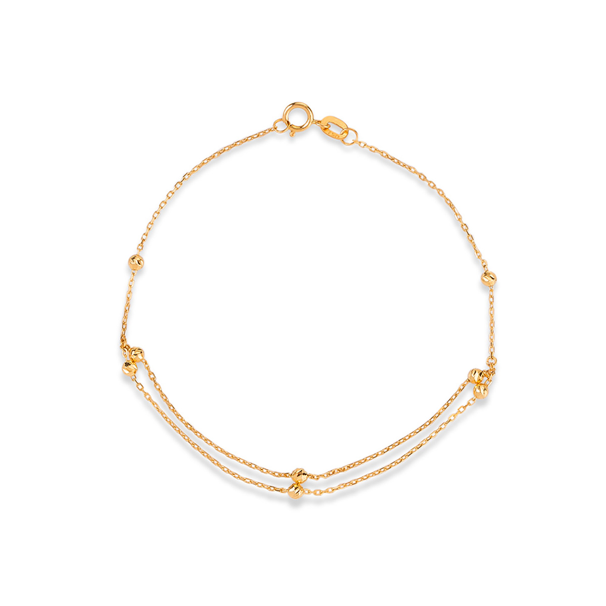 دستبند زنجير طلا گوی تراش دو زنجیر کد BMR518