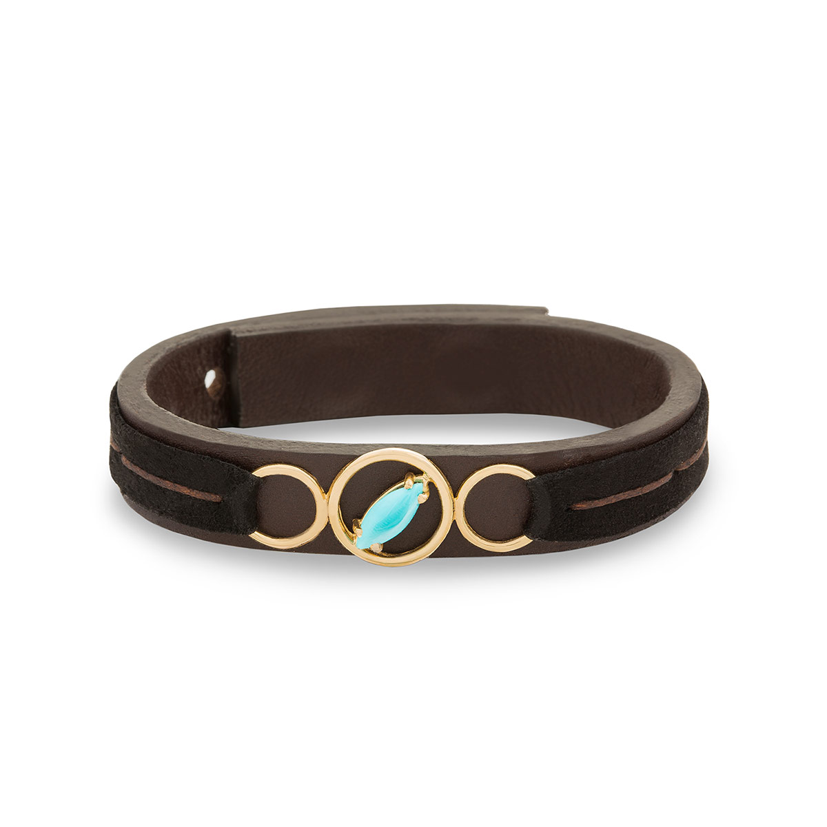 دستبند چرم و طلا  کد BM086