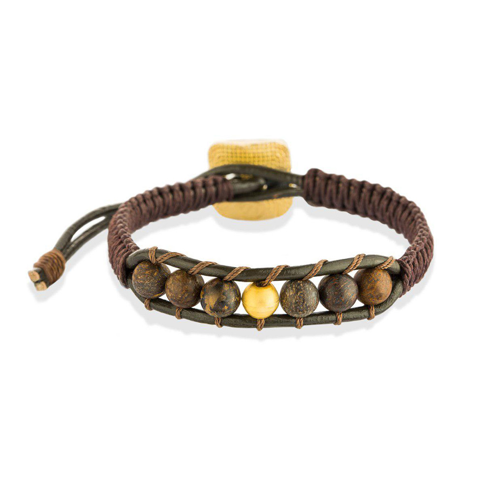 دستبند چرم و طلا  کد BMD013