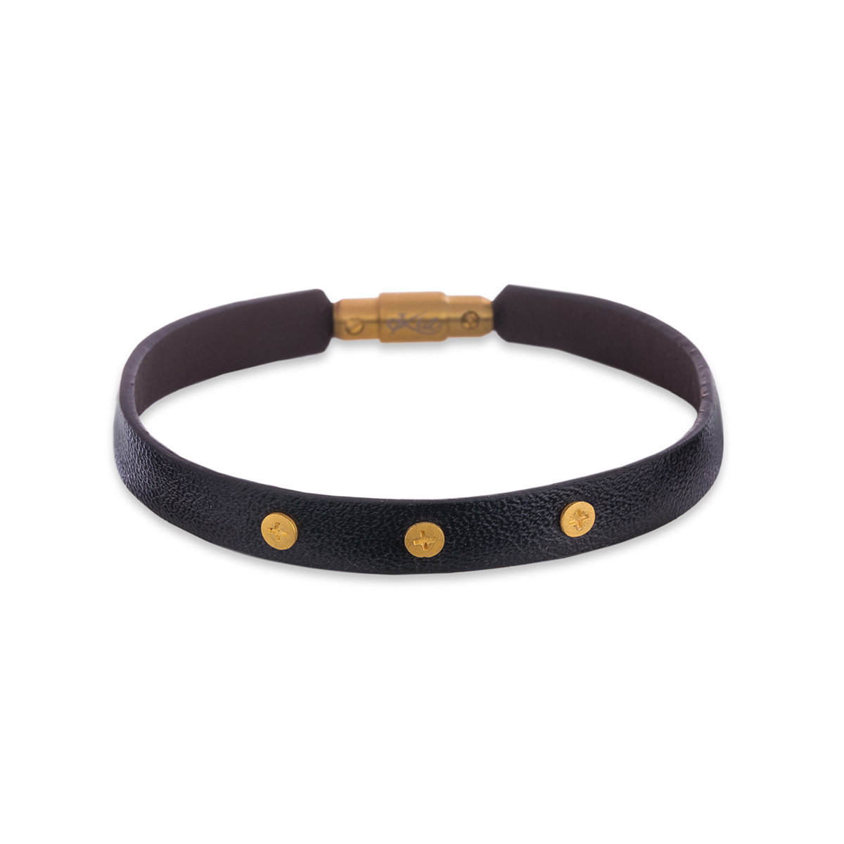 دستبند چرم و طلا  کد BM325