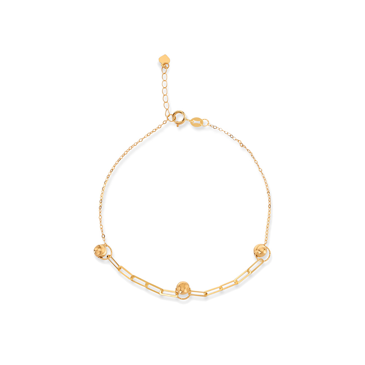 دستبند زنجير طلا سه گوی هرمس کد BMR523