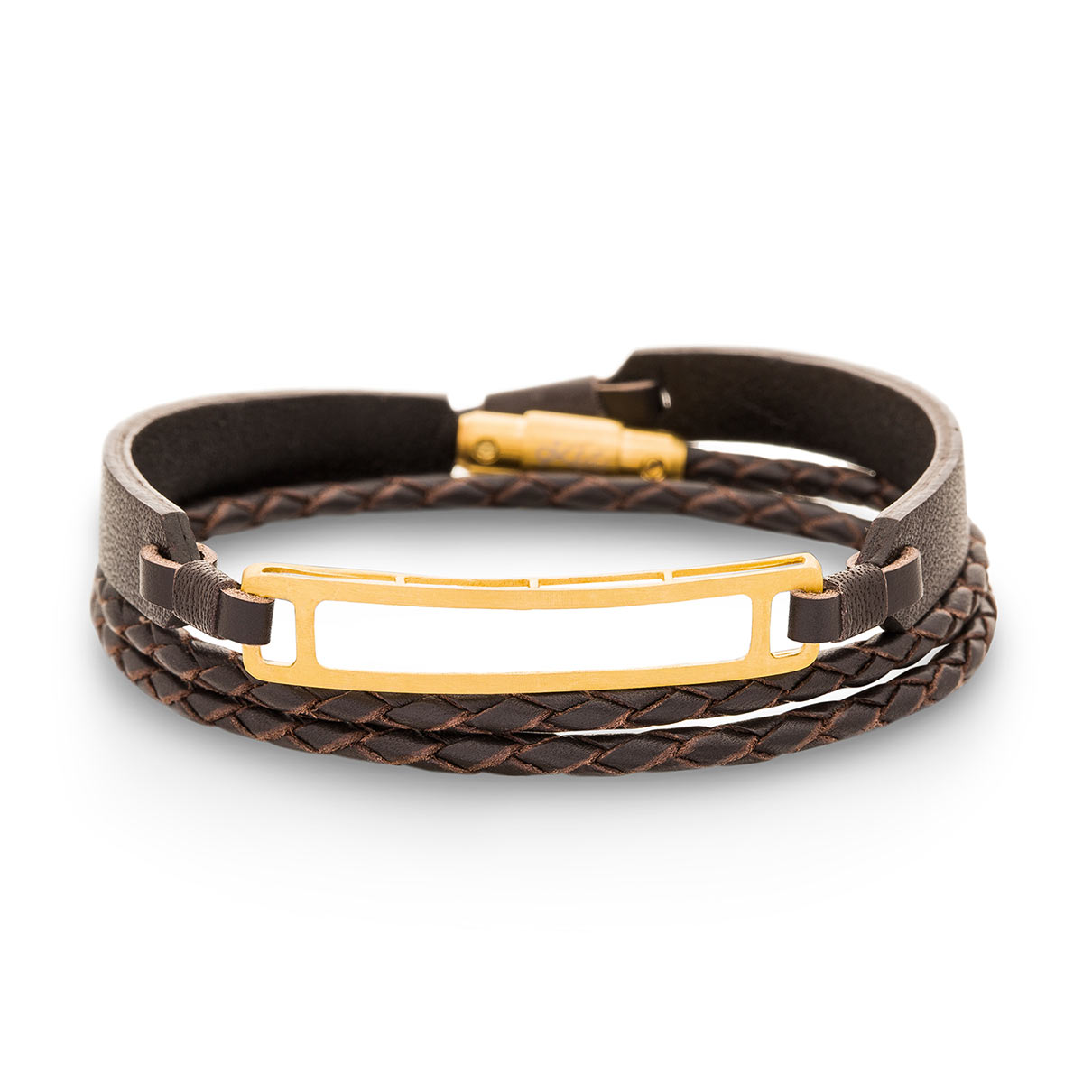 دستبند چرم و طلا  کد BM236-2