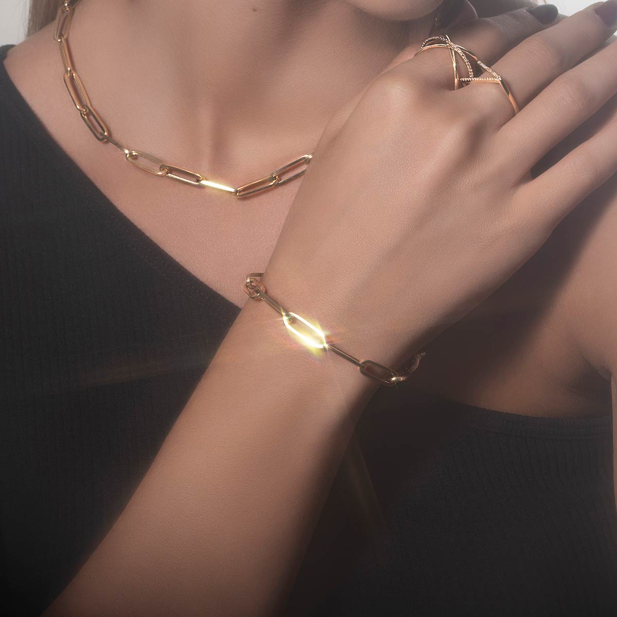 دستبند زنجير طلا  کد OB006