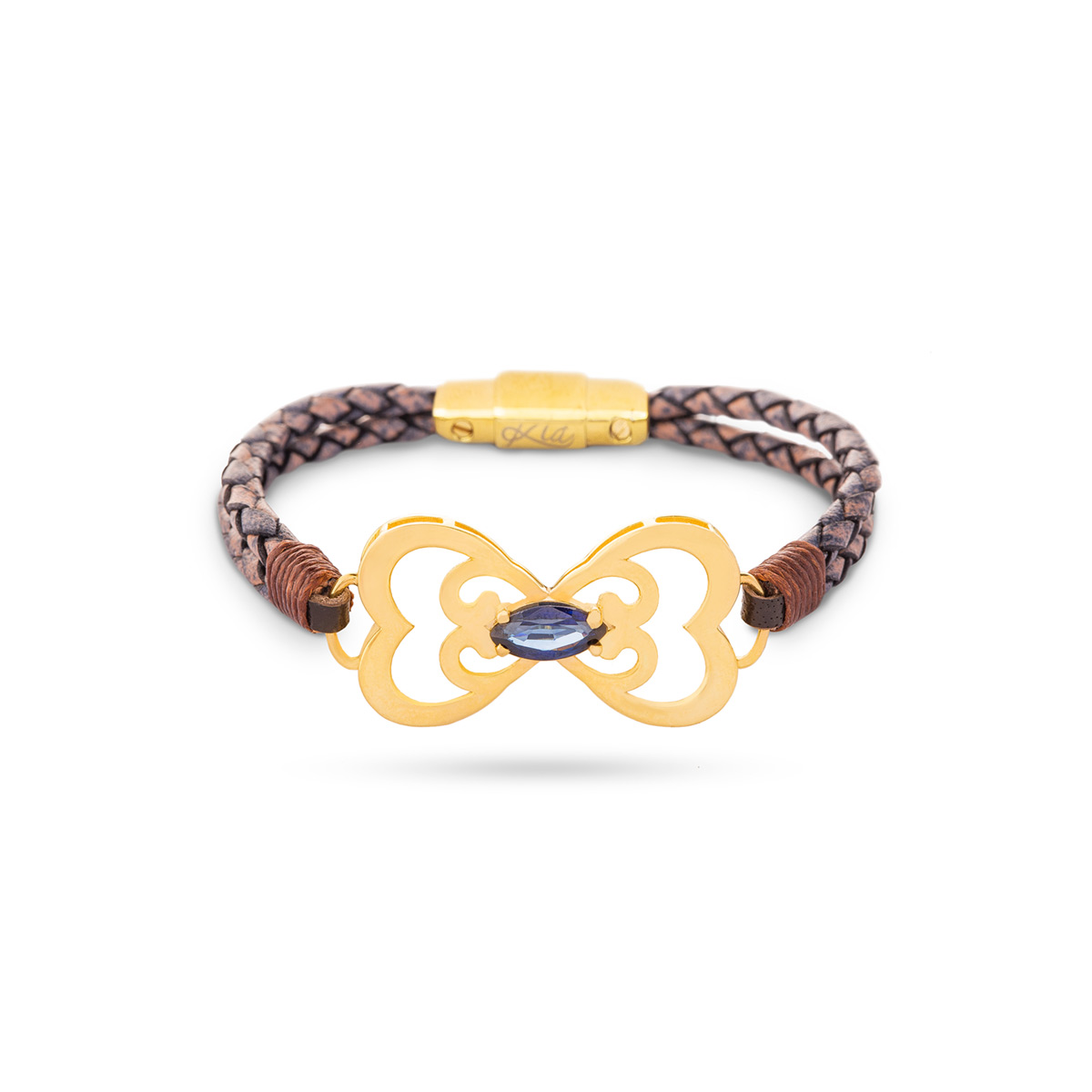 دستبند چرم و طلا  کد BM200-1