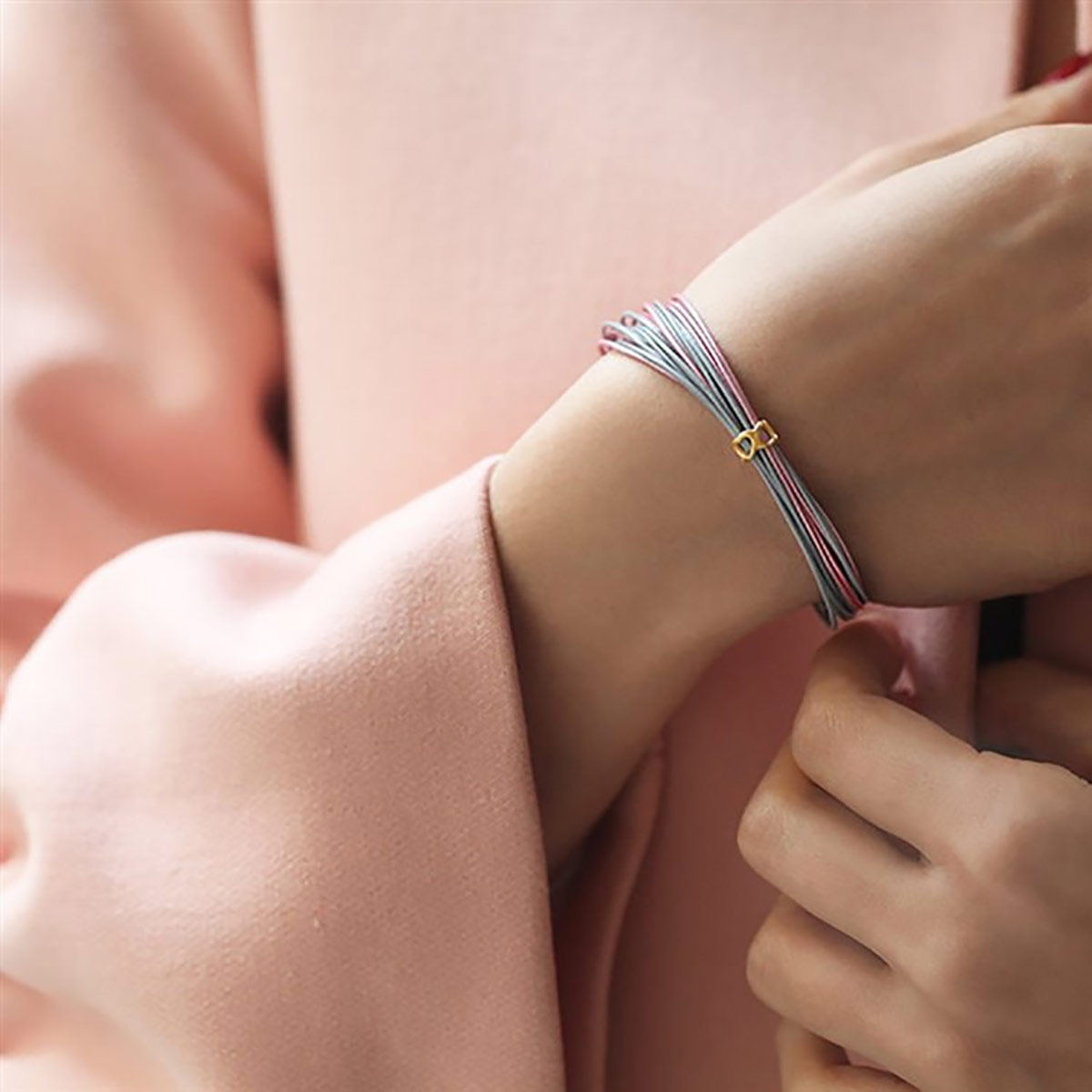 دستبند چرم و طلا  کد BM292-4