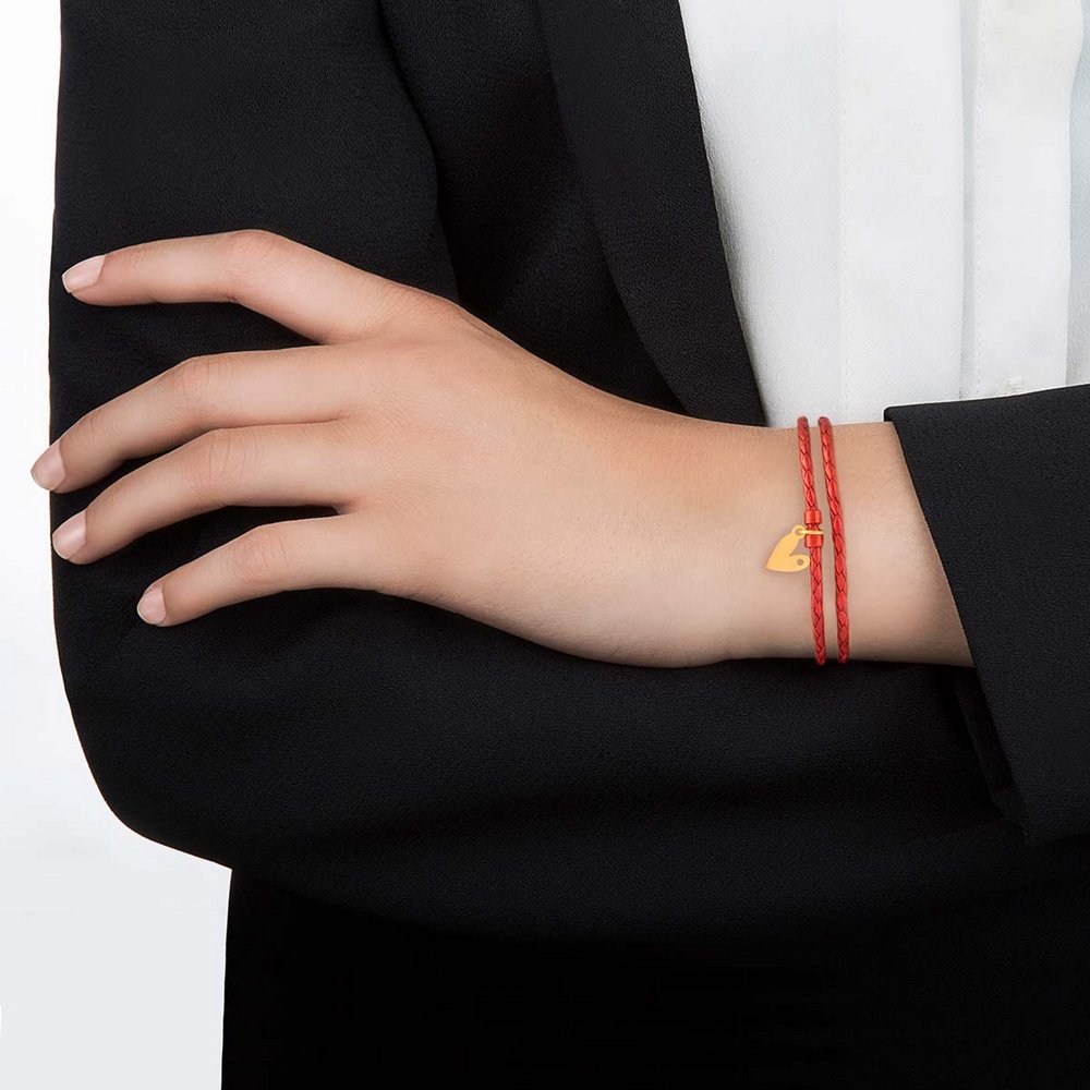 دستبند چرم و طلا  کد BR087