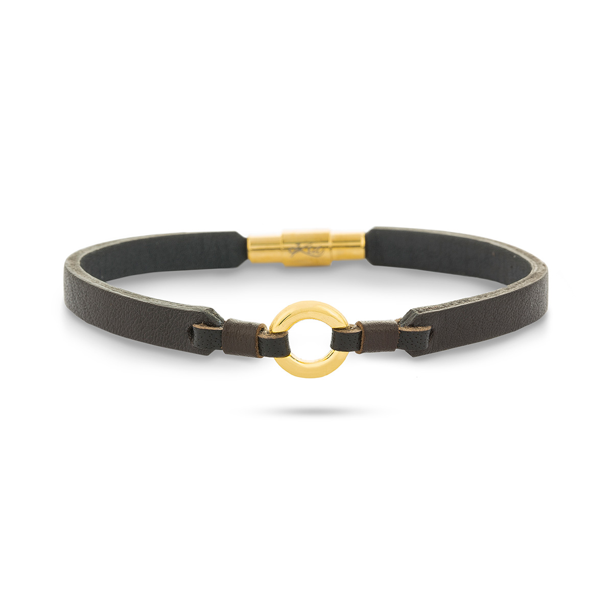 دستبند چرم و طلا  کد BM278