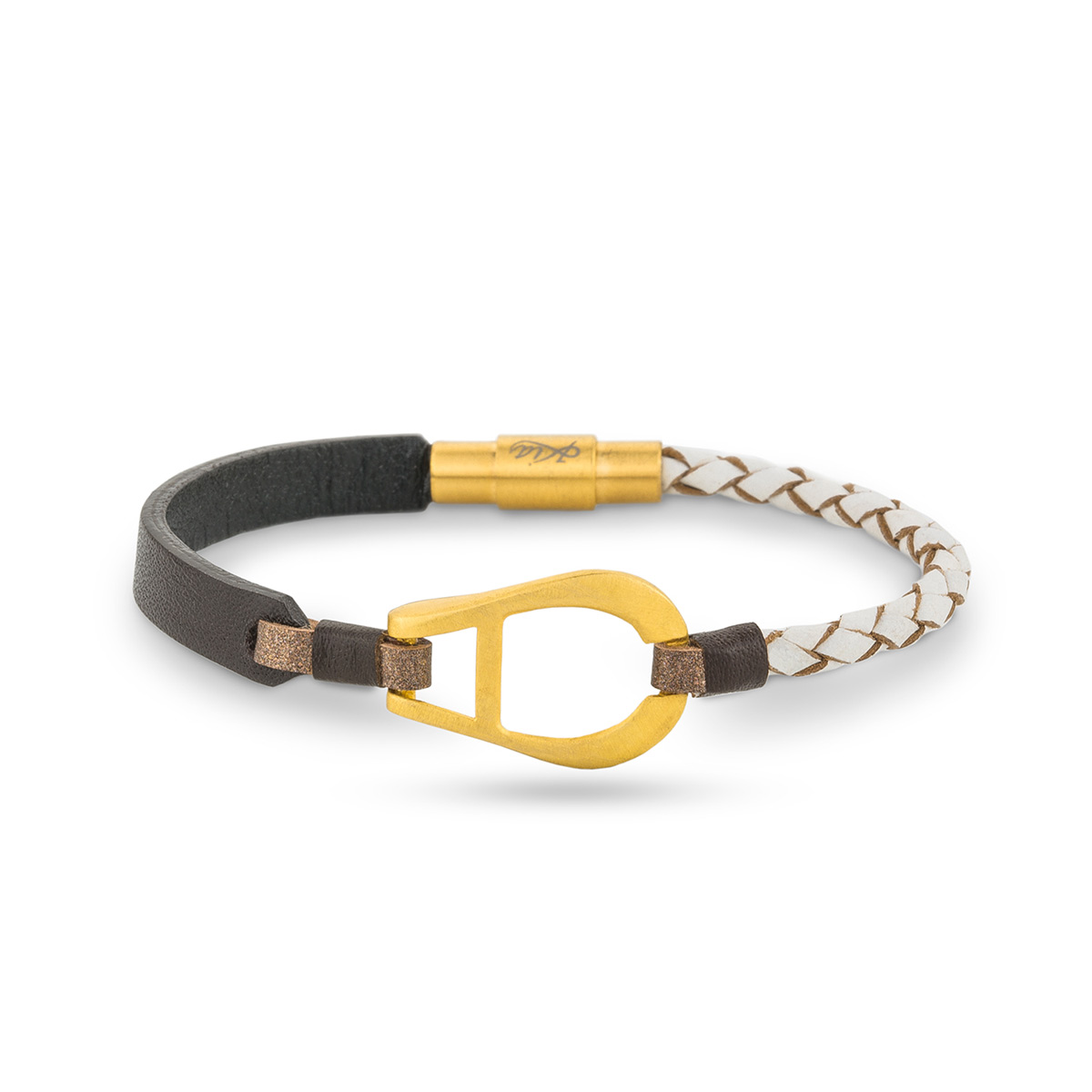 دستبند چرم و طلا  کد BM239