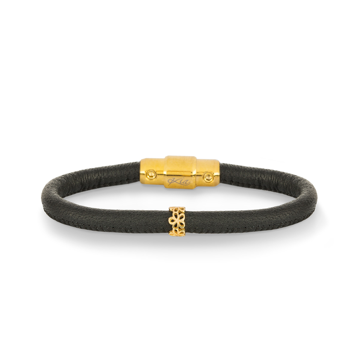 دستبند چرم و طلا  کد BM298