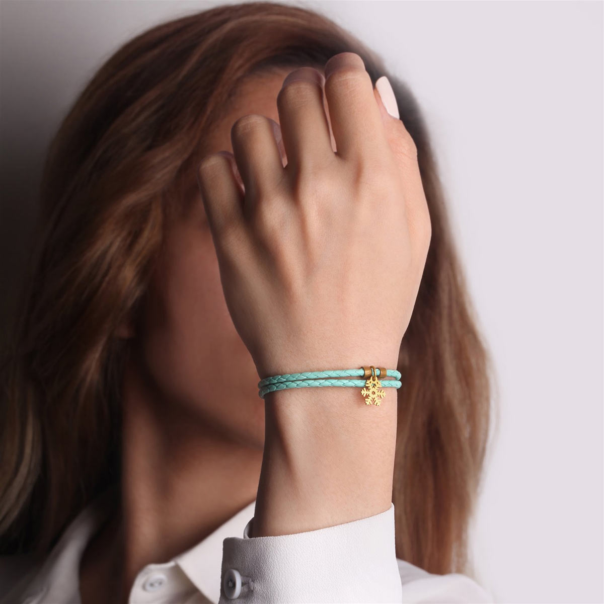 دستبند چرم و طلا  کد BM297