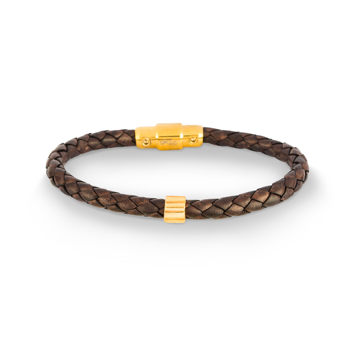 دستبند چرم و طلا  کد BM300