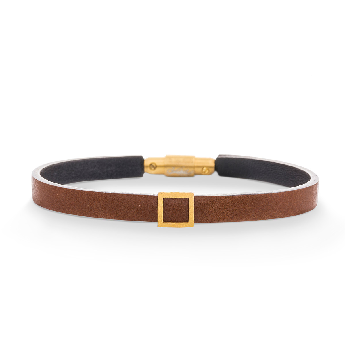 دستبند چرم و طلا  کد BR034-1
