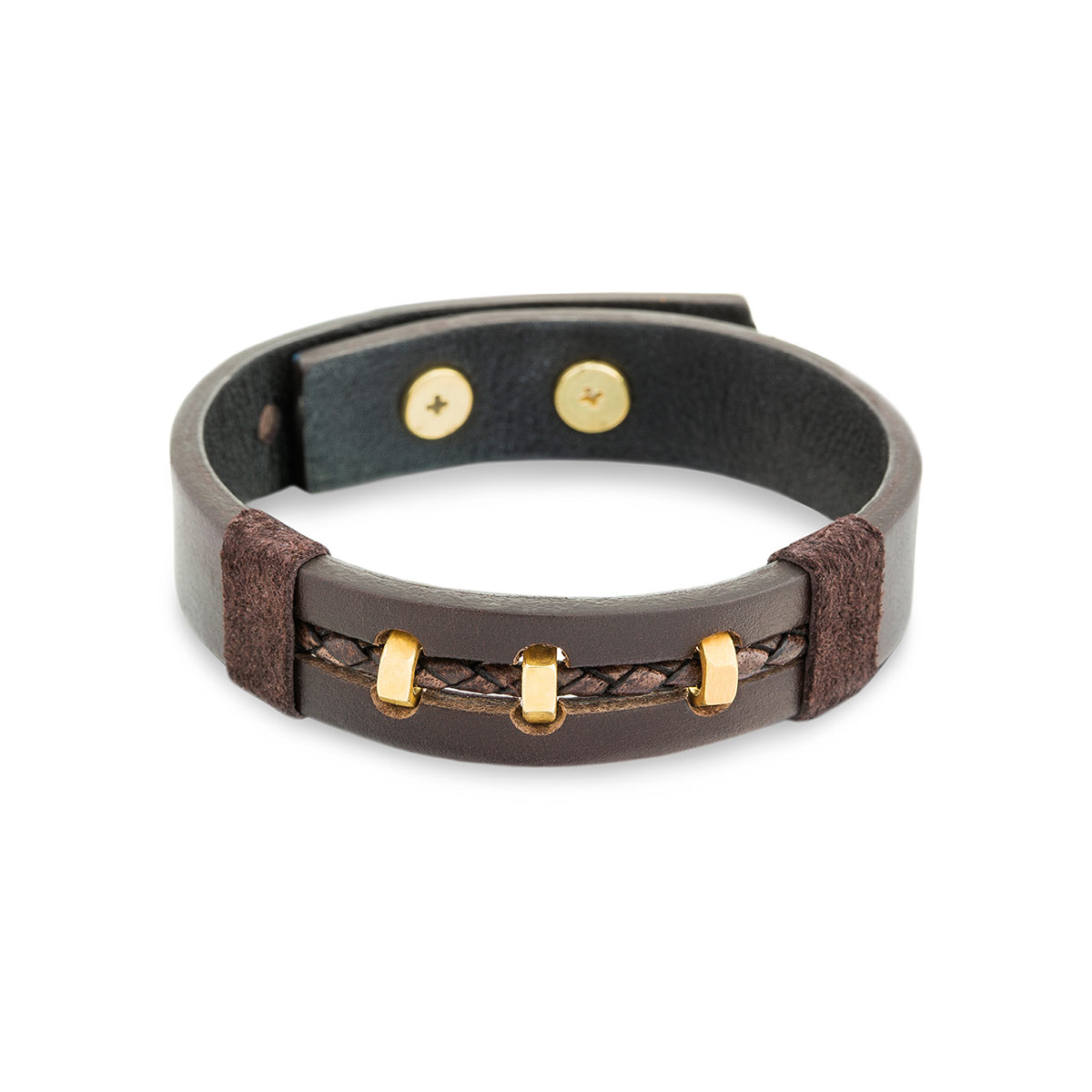 دستبند چرم و طلا  کد BM182