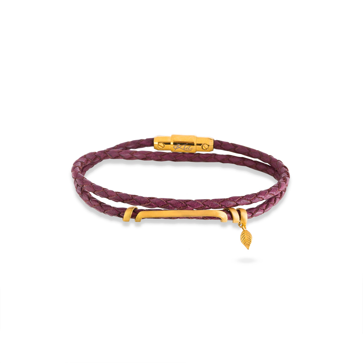 دستبند چرم و طلا  کد BM323