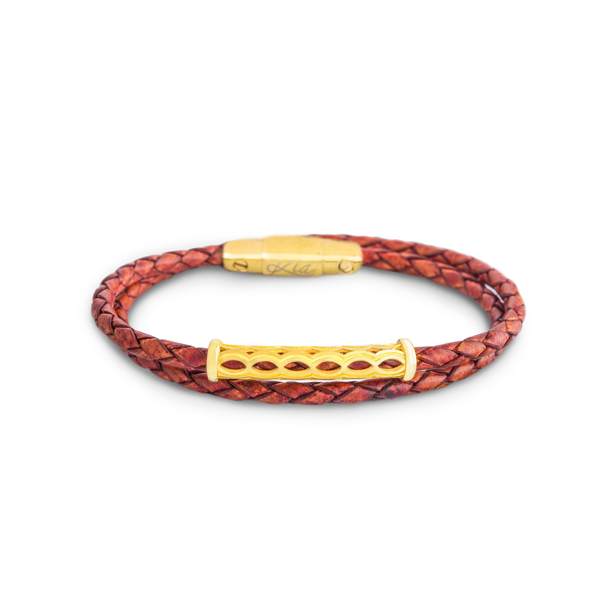 دستبند چرم و طلا  کد BM199