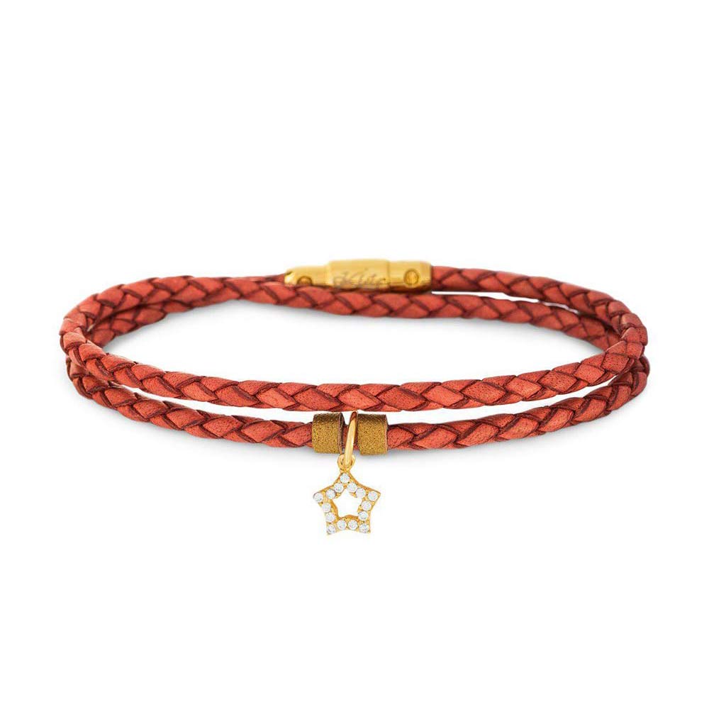 دستبند چرم و طلا  کد BTR004