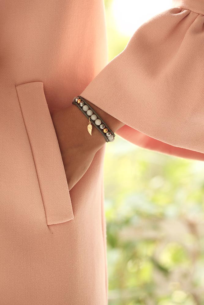 دستبند چرم و طلا  کد BMD002