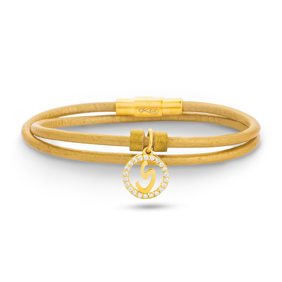 دستبند چرم و طلا  کد BM125-033