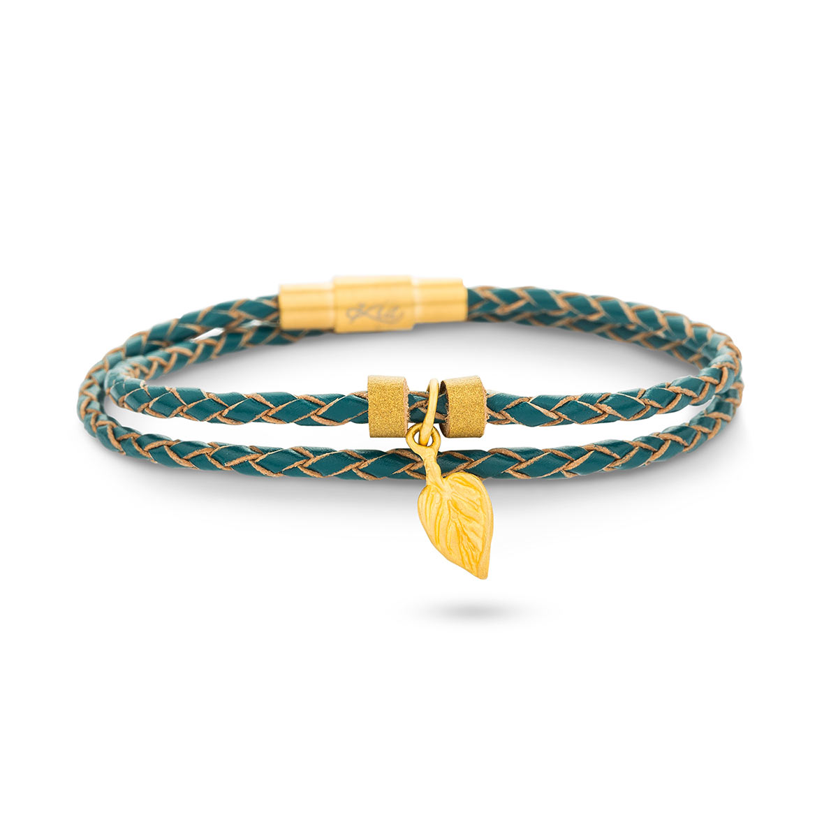 دستبند چرم و طلا  کد BAS060