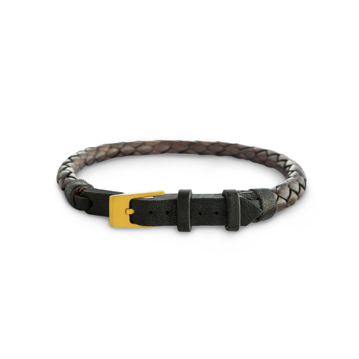 دستبند چرم و طلا  کد BM309