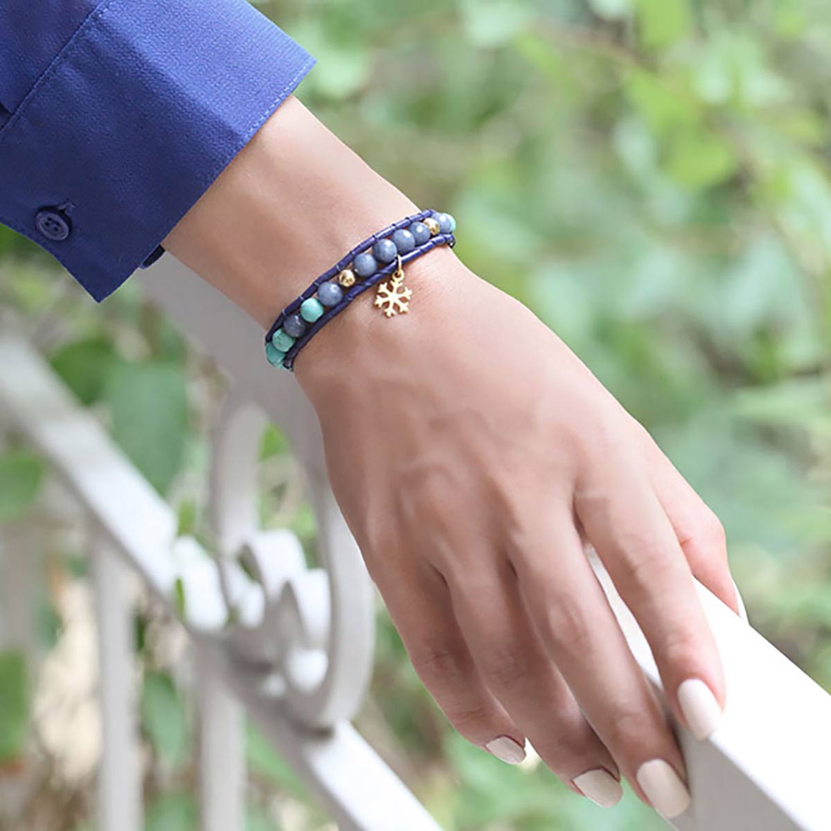 دستبند چرم و طلا  کد BMD007