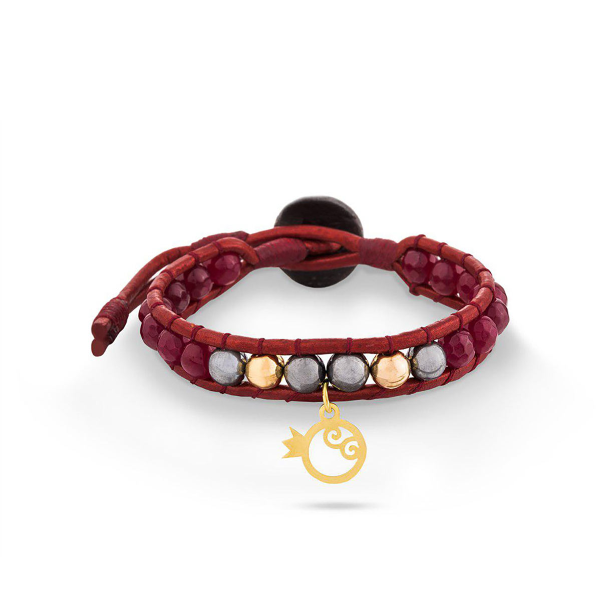 دستبند چرم و طلا  کد BMD004