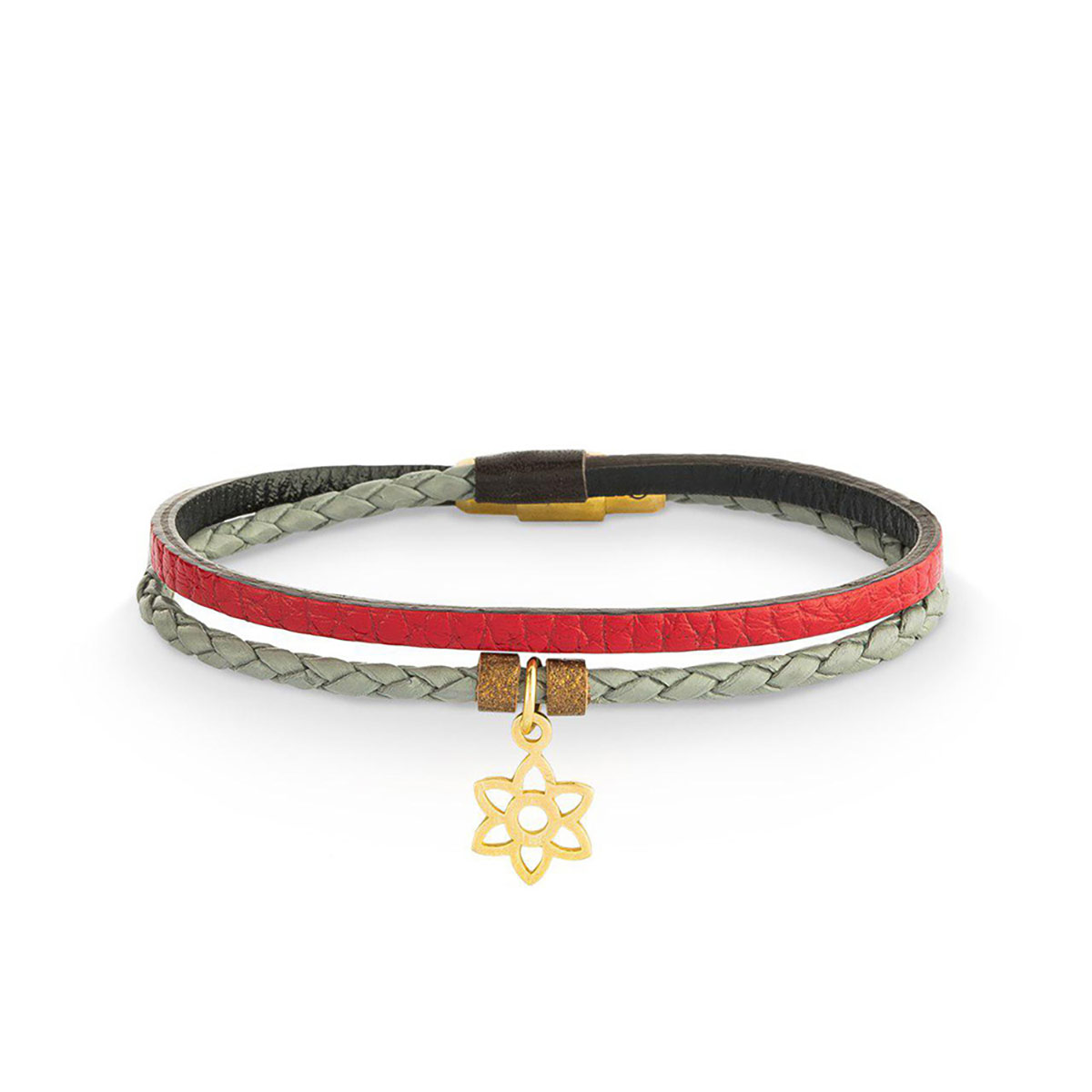 دستبند چرم و طلا  کد BR118-2