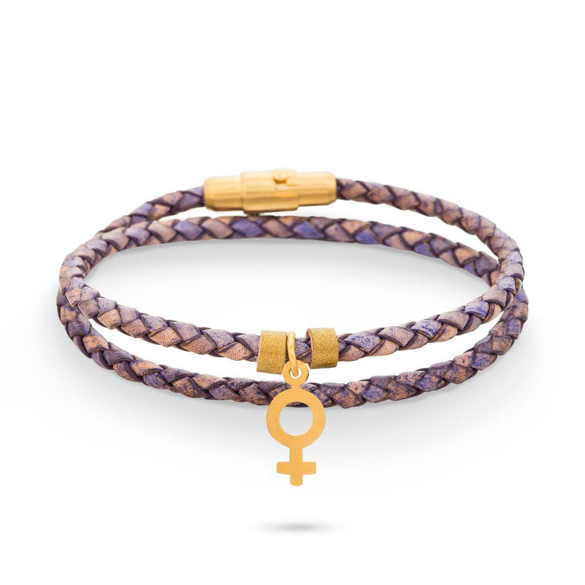 دستبند چرم و طلا  کد BR089