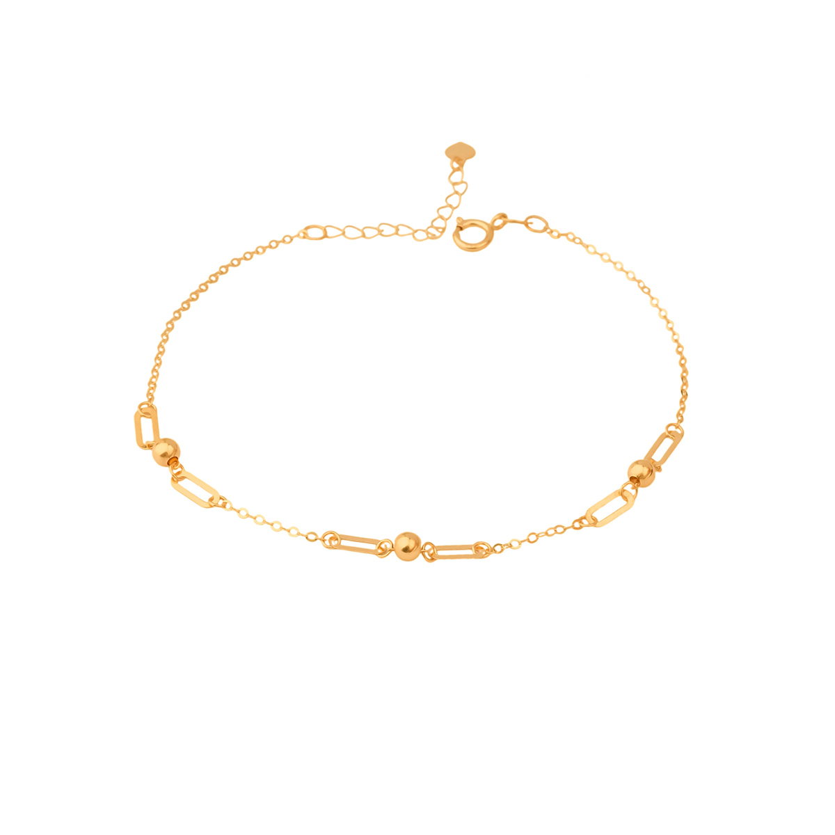 دستبند زنجير طلا مستطیل گوی زنجیر کد BMR637