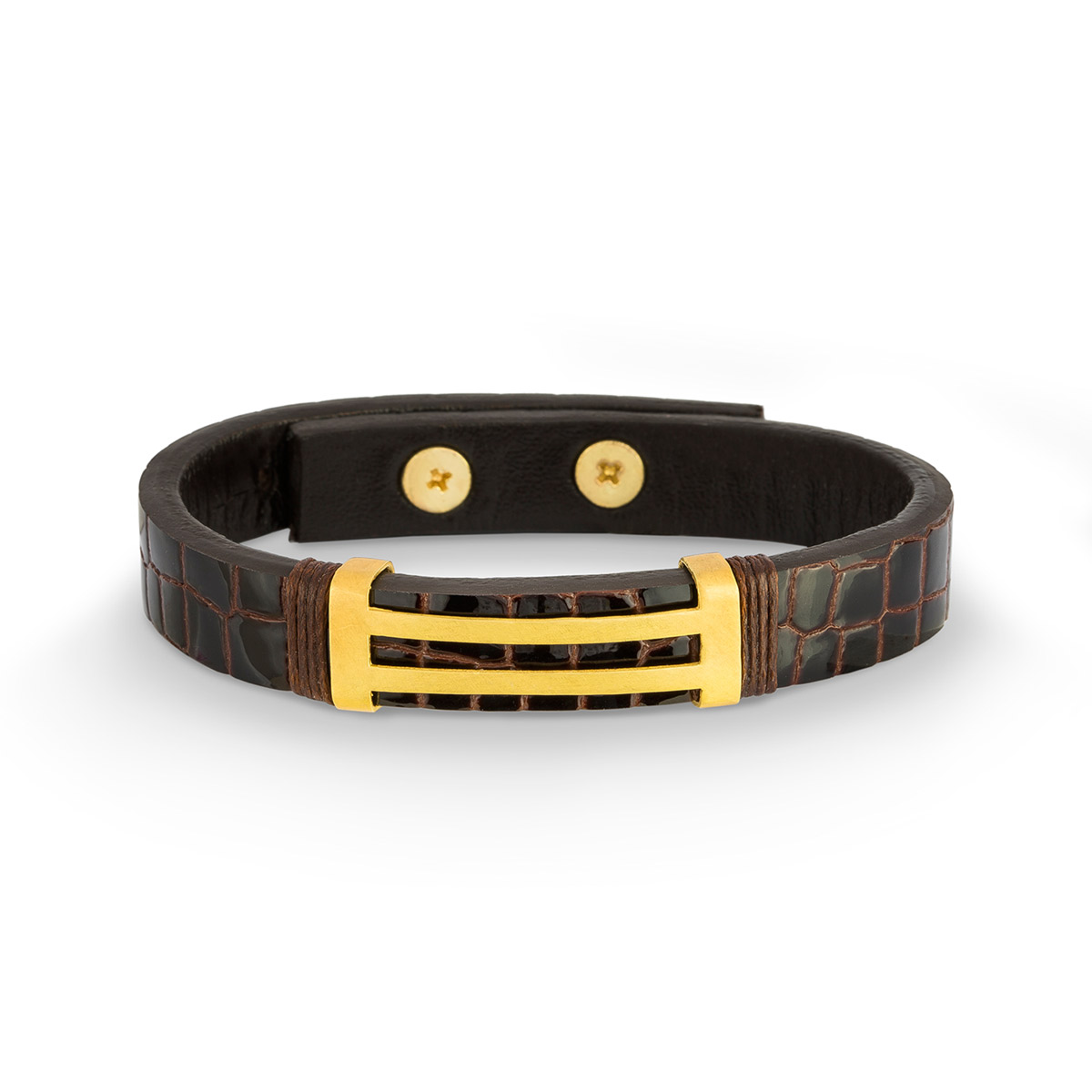 دستبند چرم و طلا  کد BM264-2