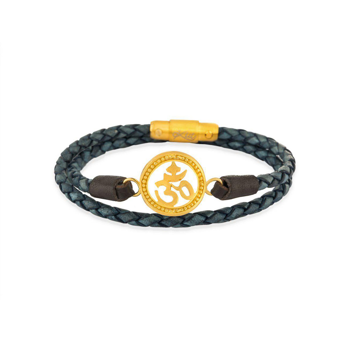 دستبند چرم و طلا  کد BM169