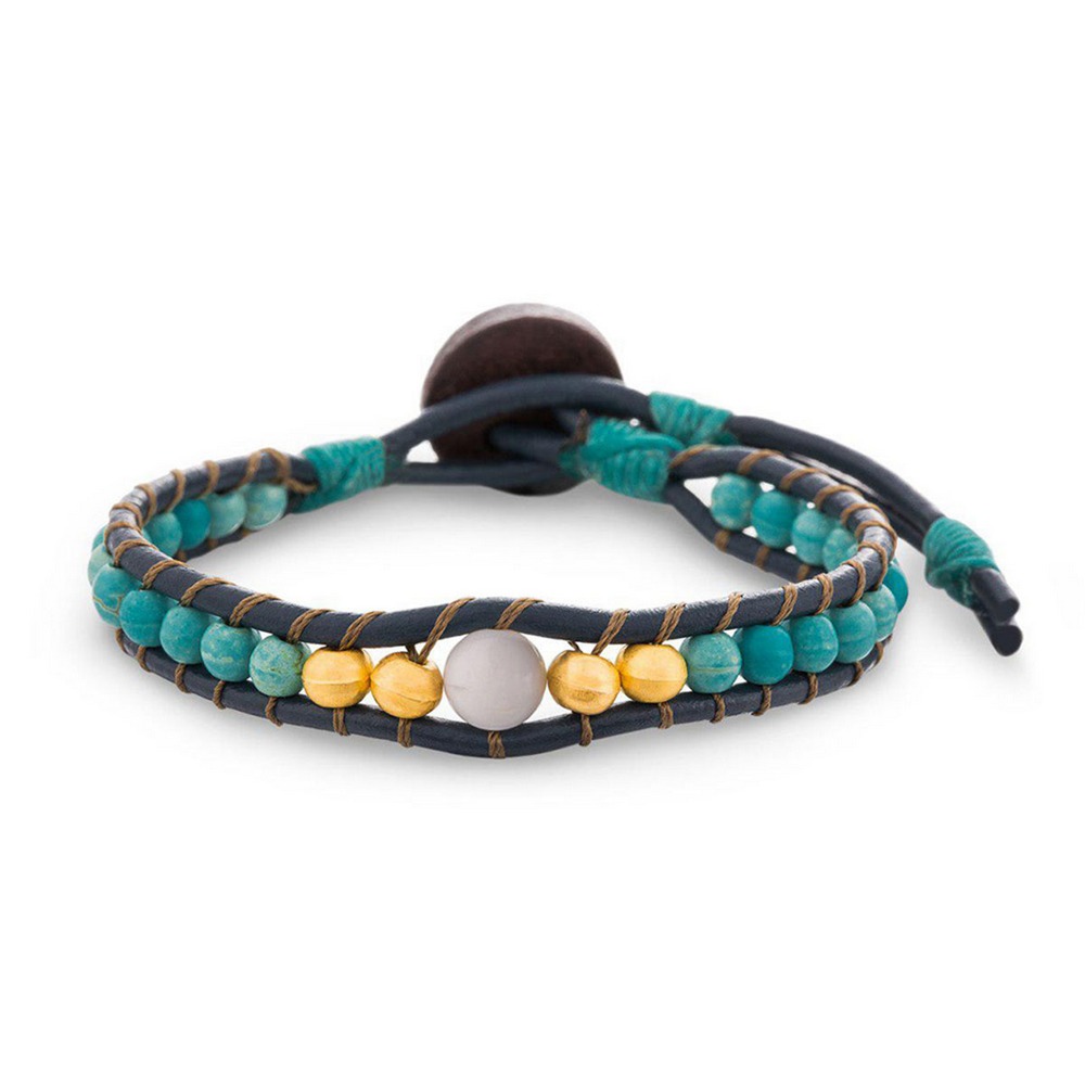 دستبند چرم و طلا  کد BMD006