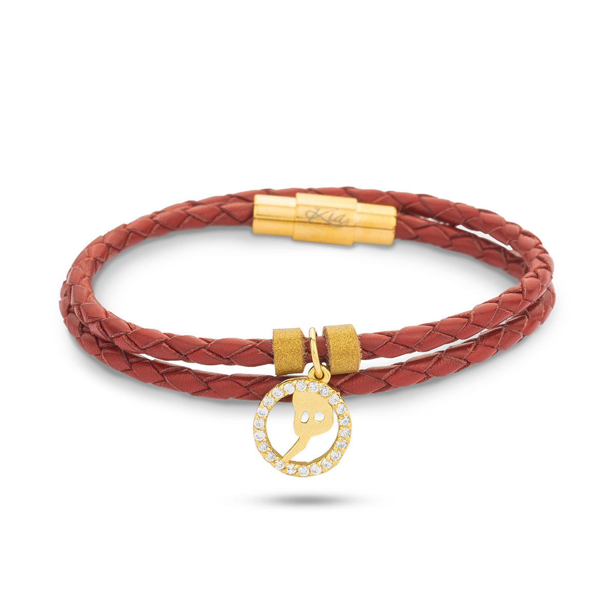 دستبند چرم و طلا  کد BM125-032