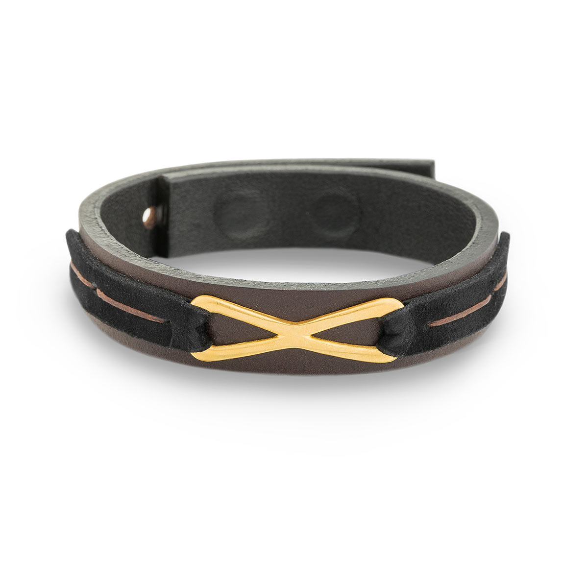 دستبند چرم و طلا  کد BM097