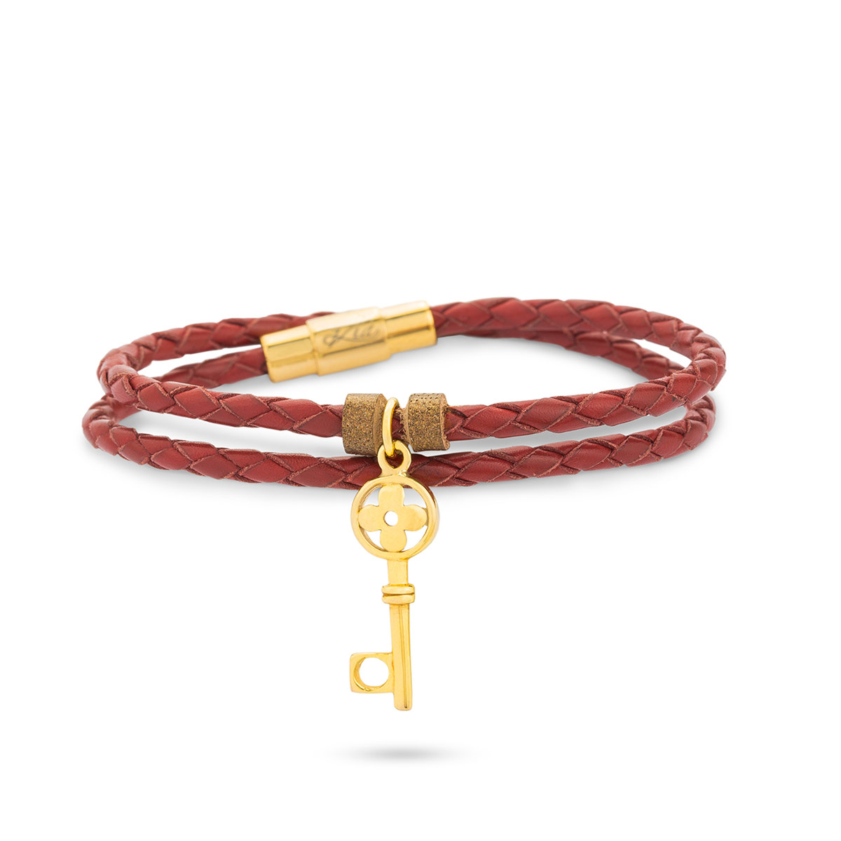 دستبند چرم و طلا  کد BM128