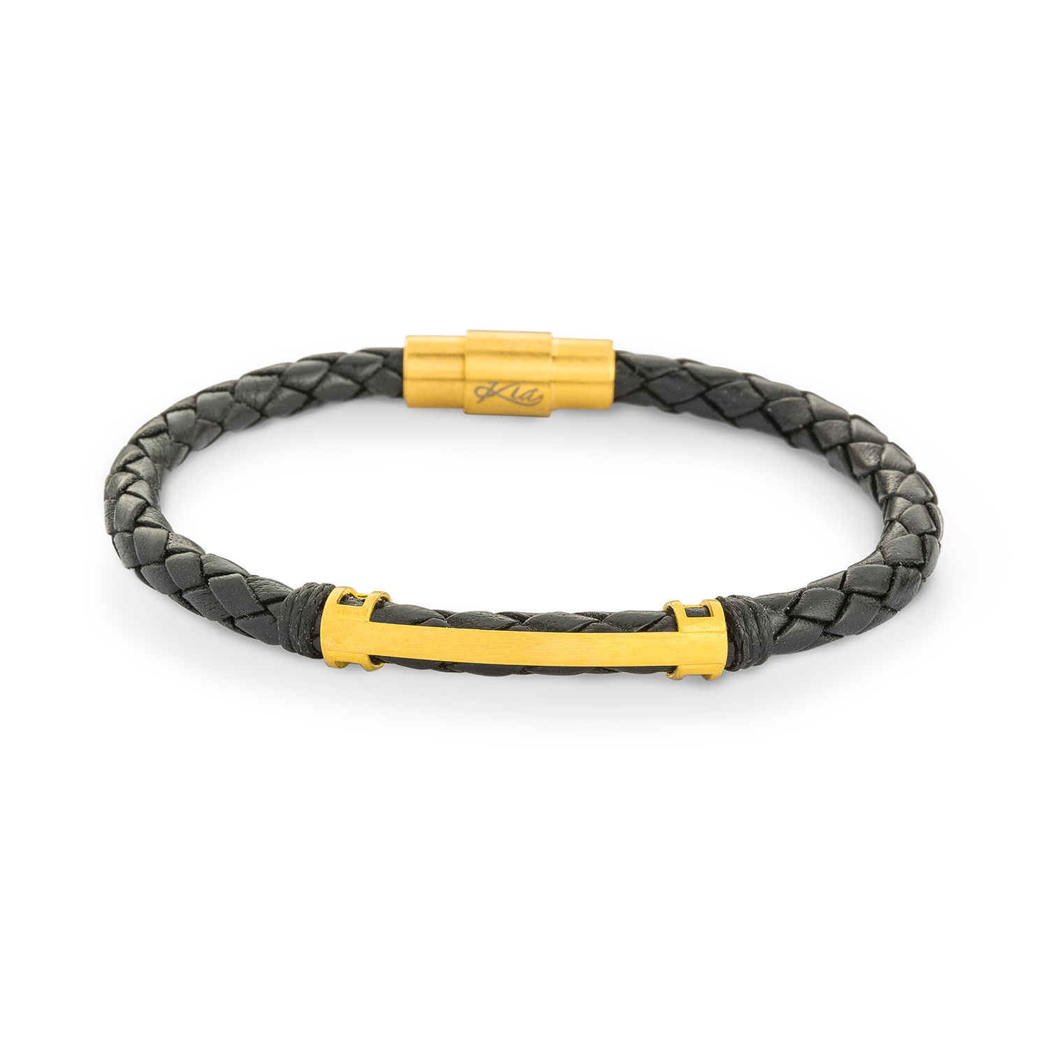 دستبند چرم و طلا  کد BM257