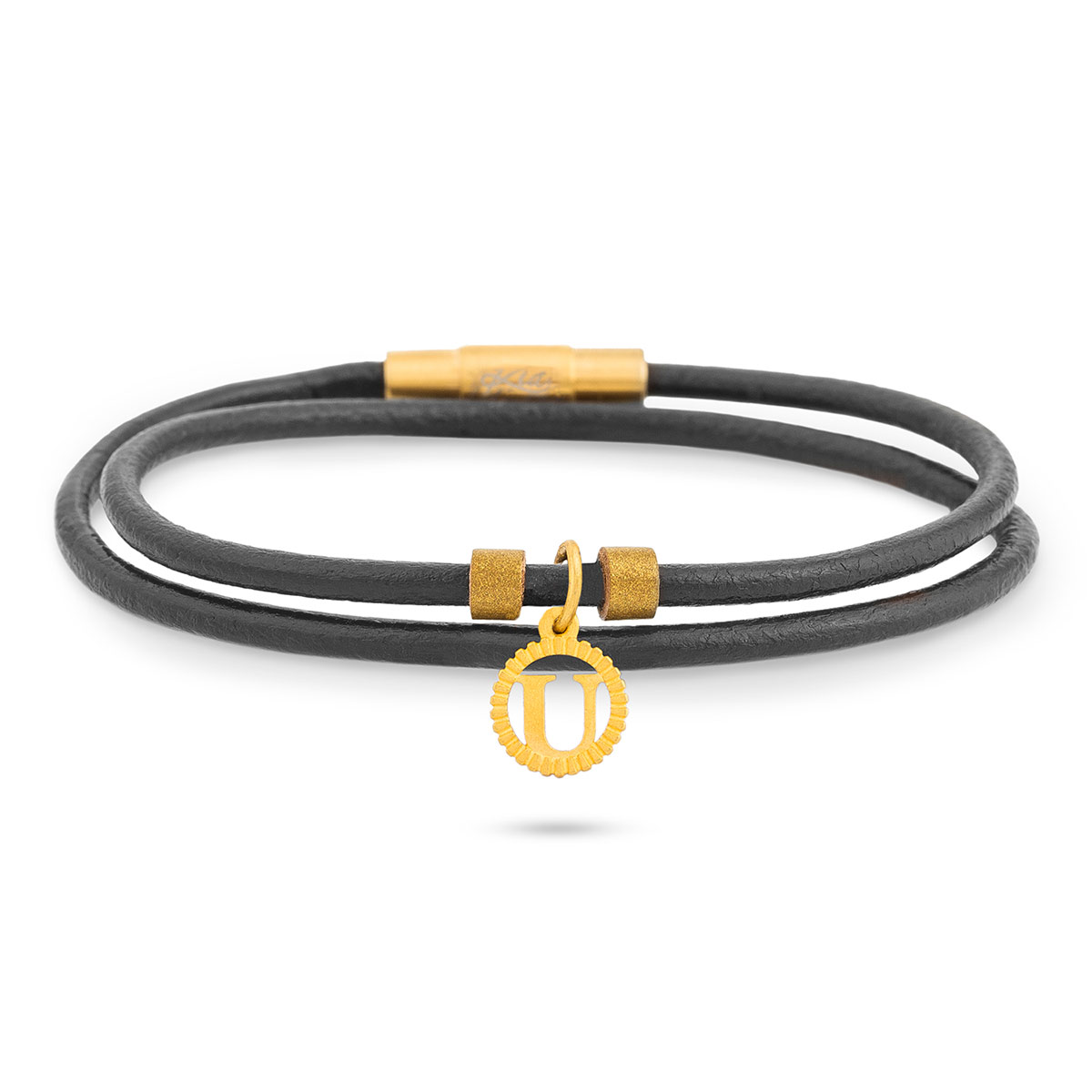 دستبند چرم و طلا  کد BAS069-021