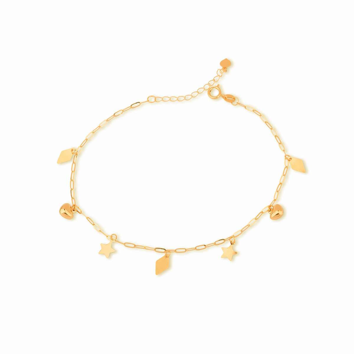 دستبند زنجير طلا ستاره قلب لوزی کد BMR635