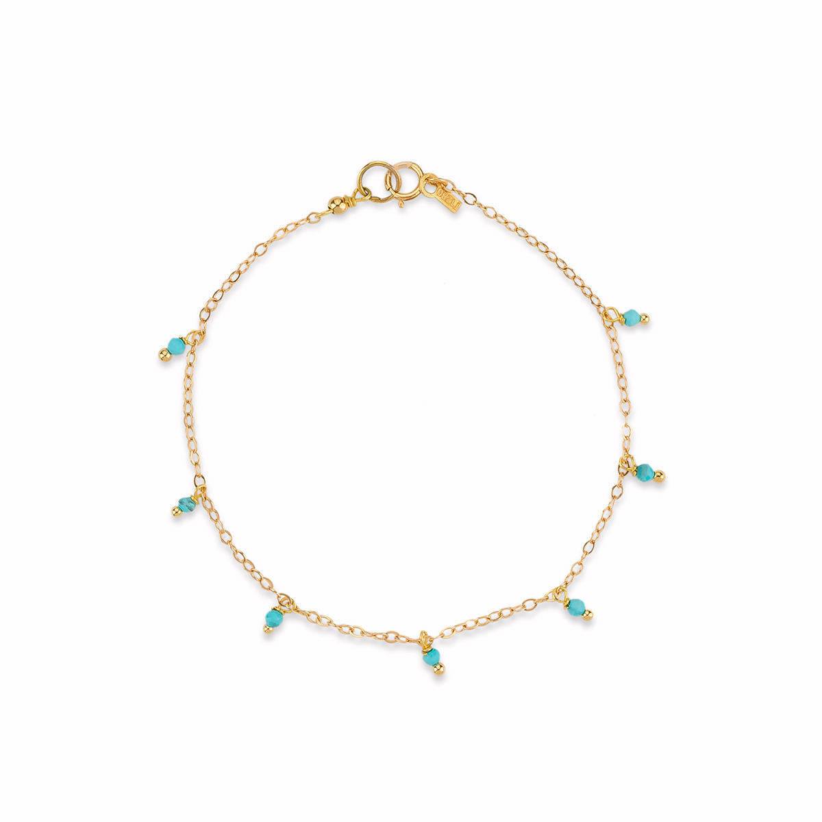 دستبند زنجير طلا زنجیری فیروزه کد BT156