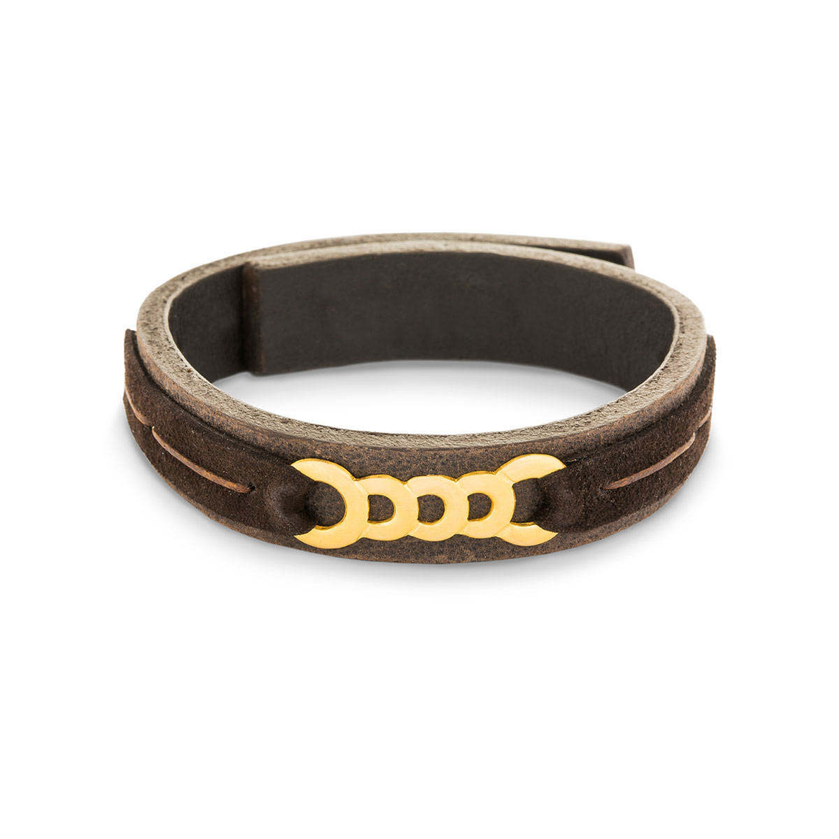دستبند چرم و طلا  کد BM099