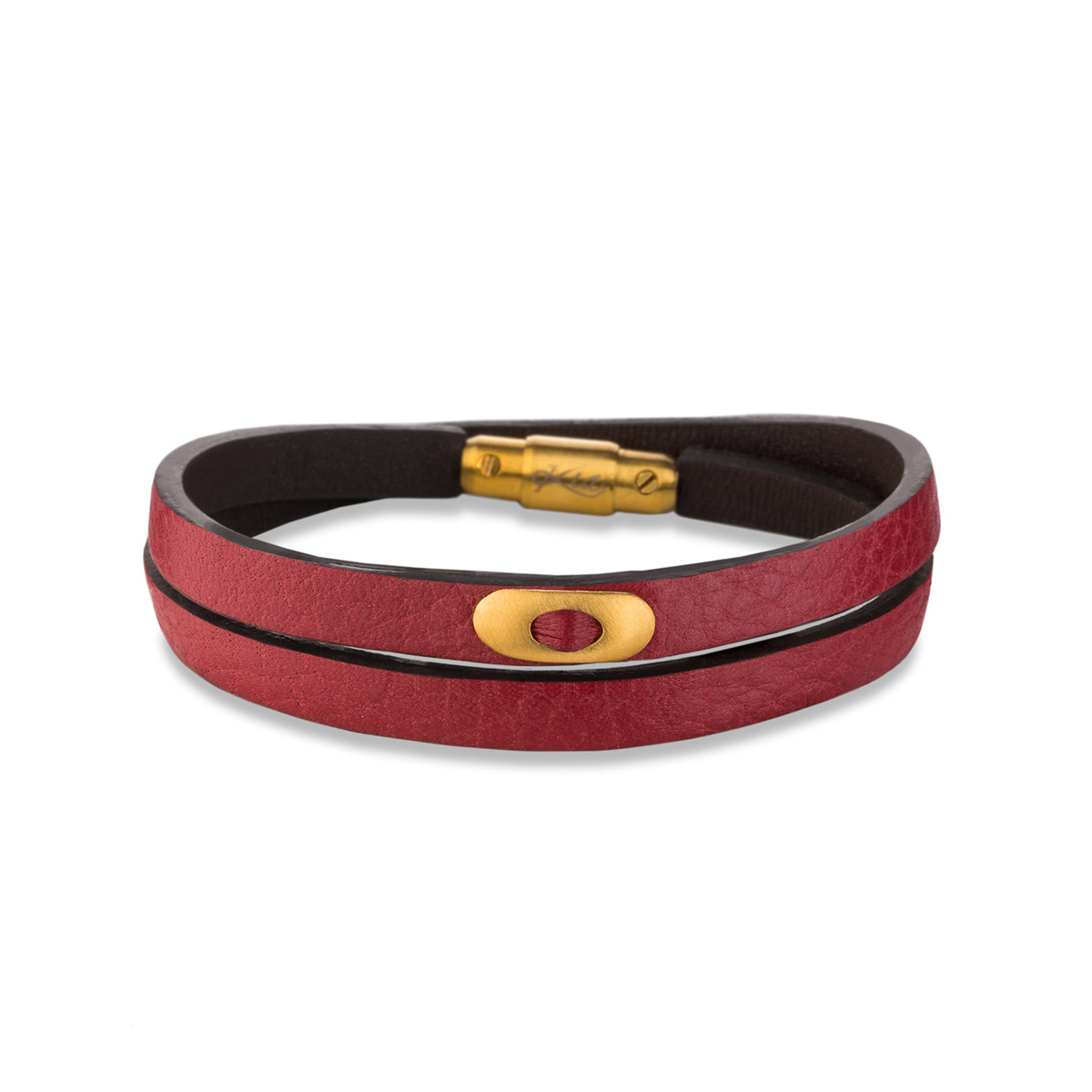 دستبند چرم و طلا  کد BM329