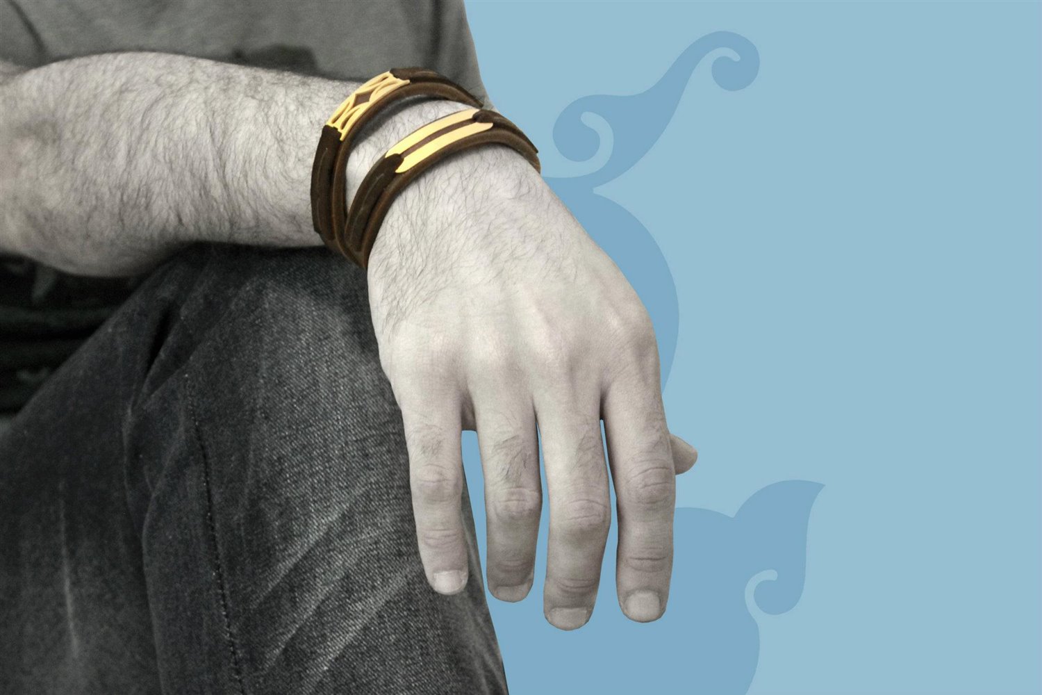 دستبند چرم و طلا  کد BM098