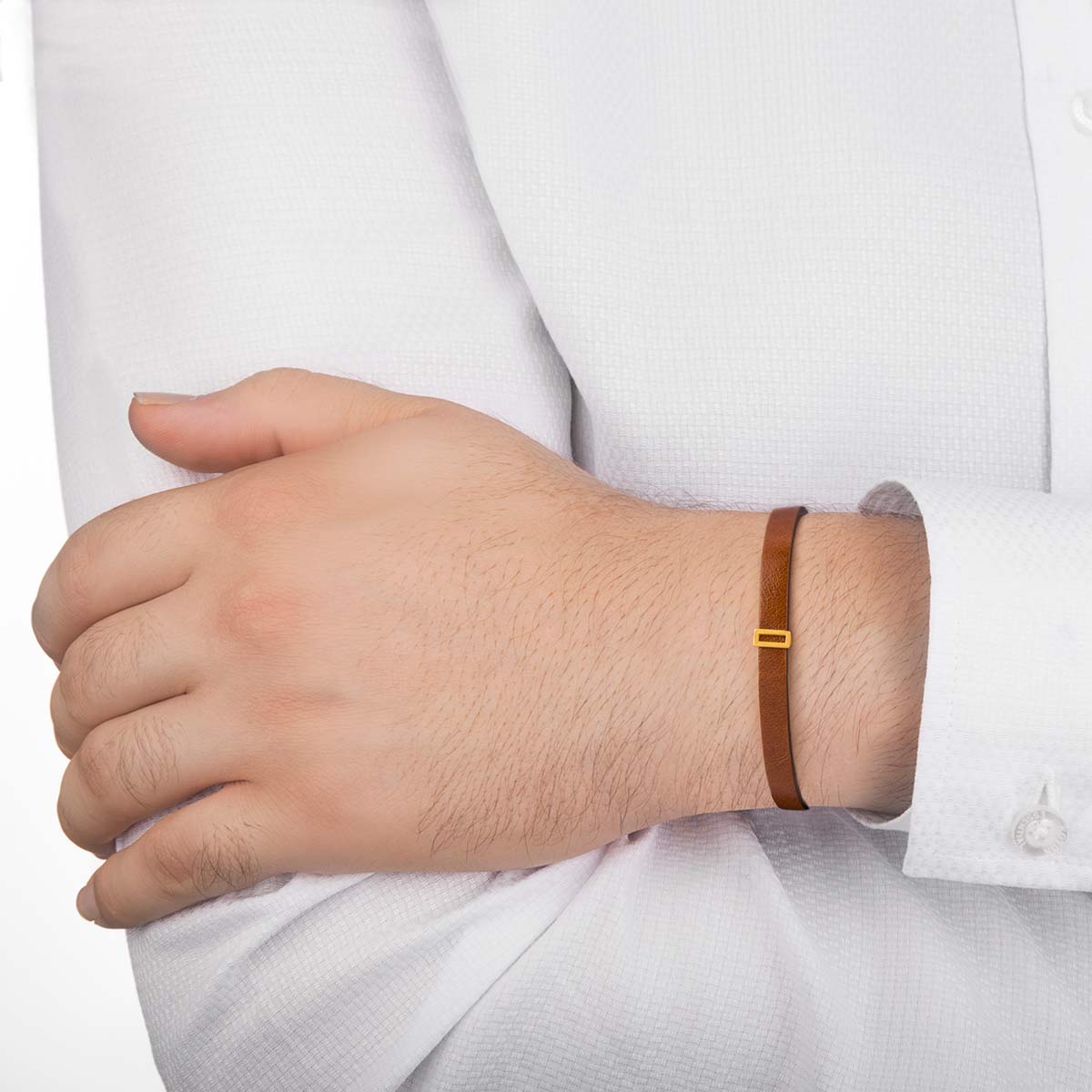 دستبند چرم و طلا  کد BR046-1