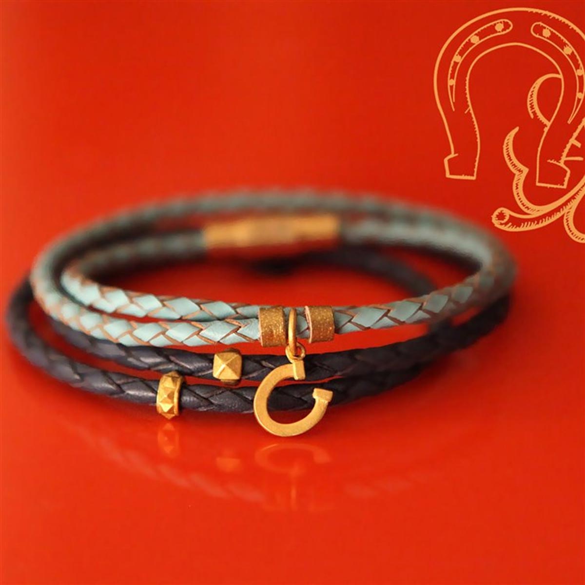 دستبند چرم و طلا  کد BM250