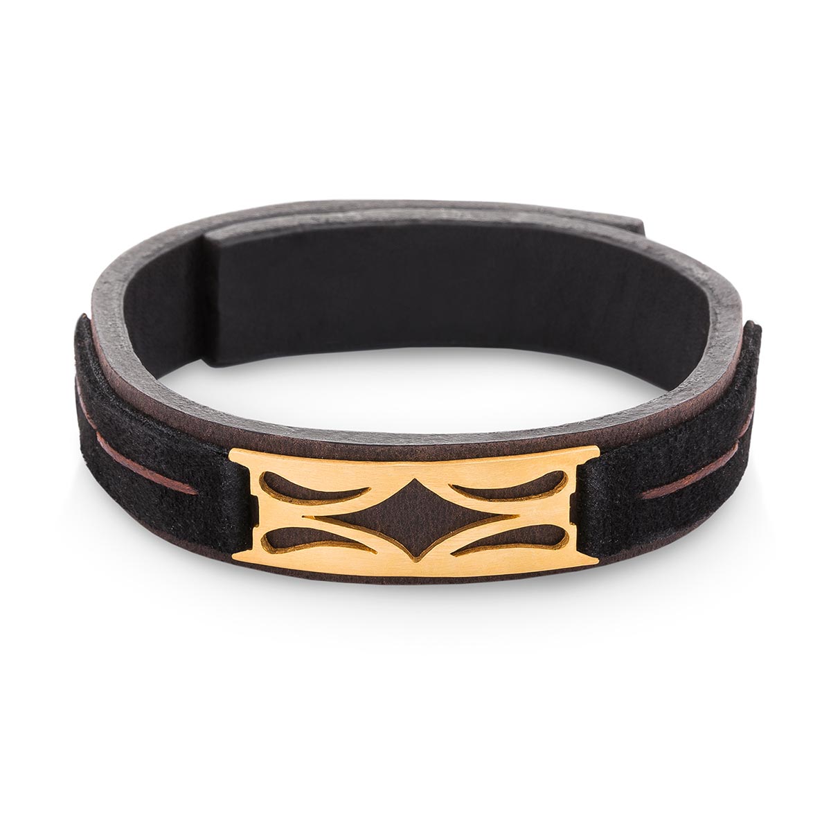 دستبند چرم و طلا  کد BM098